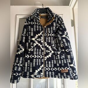 Pendleton alder geo print fleece jacket, size medium, navy